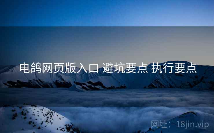 电鸽网页版入口 避坑要点 执行要点